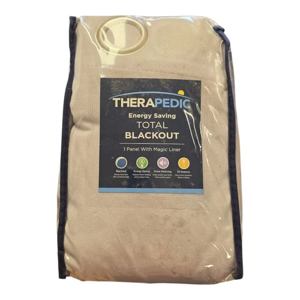 Therapedic Gray Nantes Total Blackout Curtain Panel 52x95